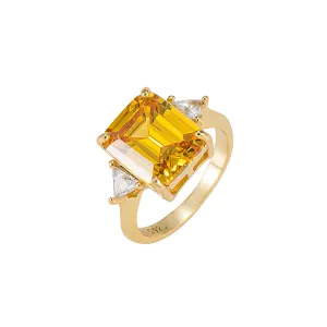 Emerald Cut Citrine Ring
