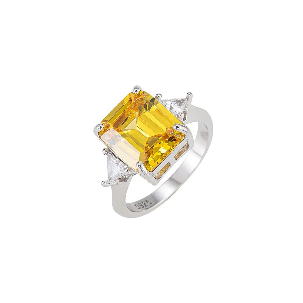Emerald Cut Citrine Ring