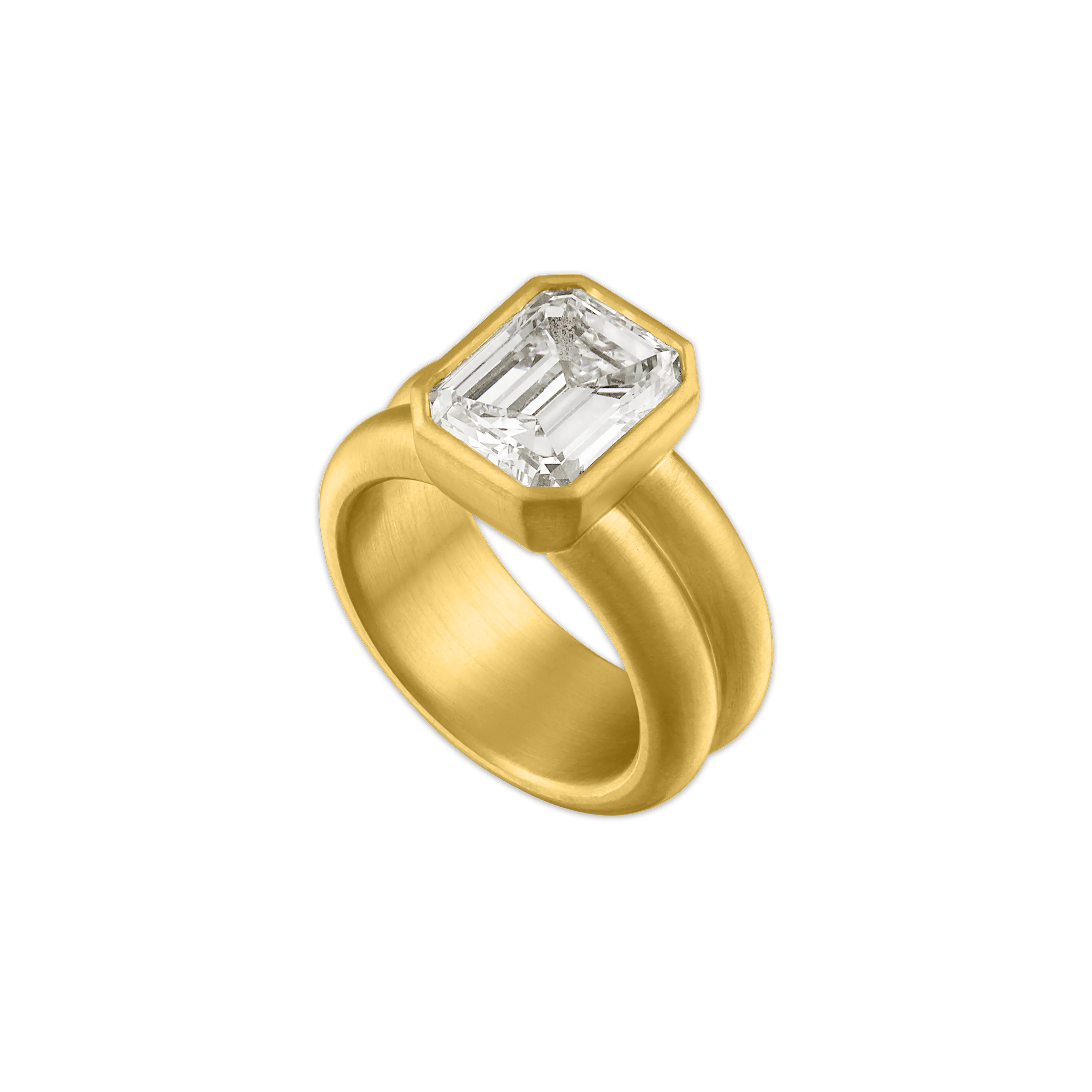 Emerald Cut Diamond Duo Ring