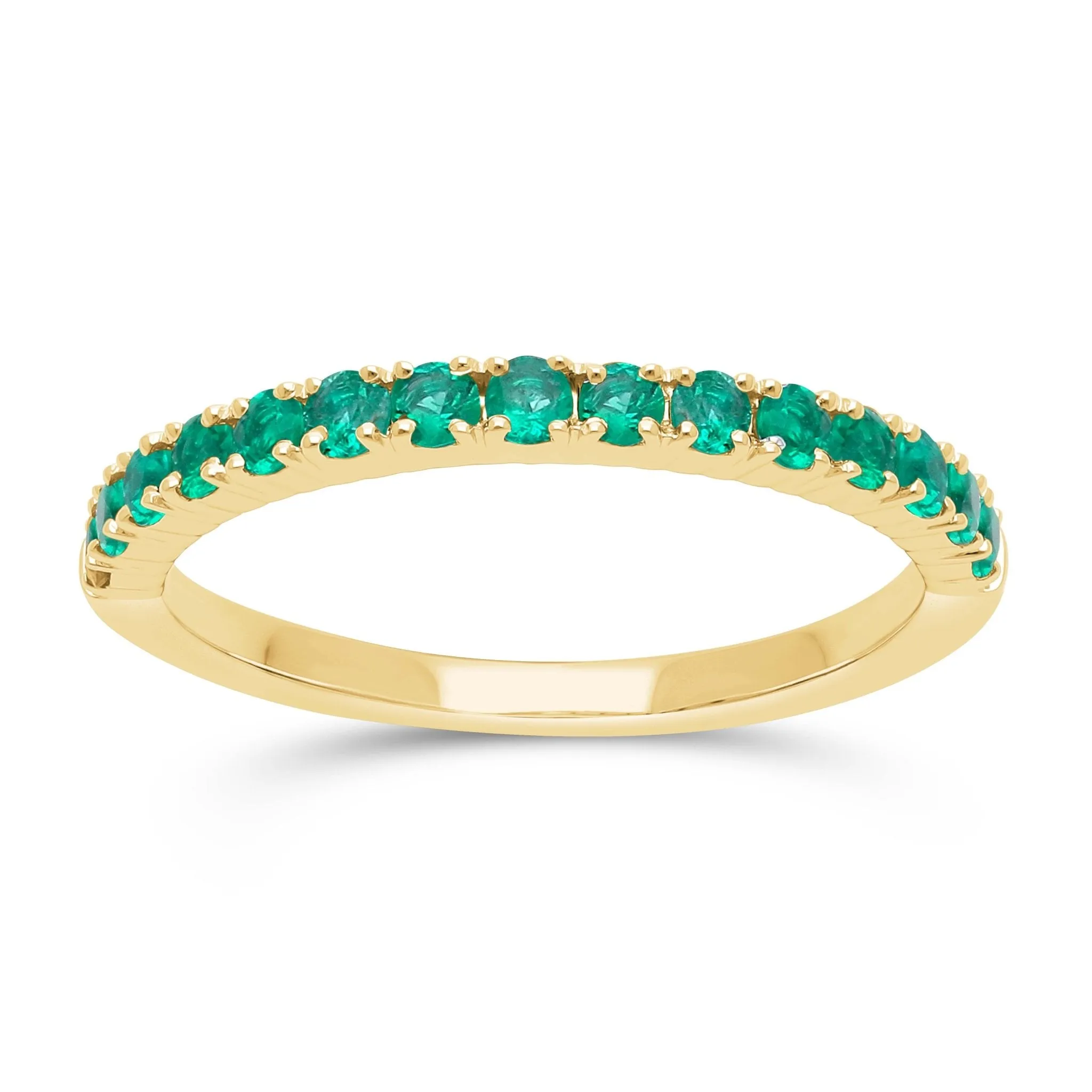 Emerald Round Half Eternity Band Ring - YG