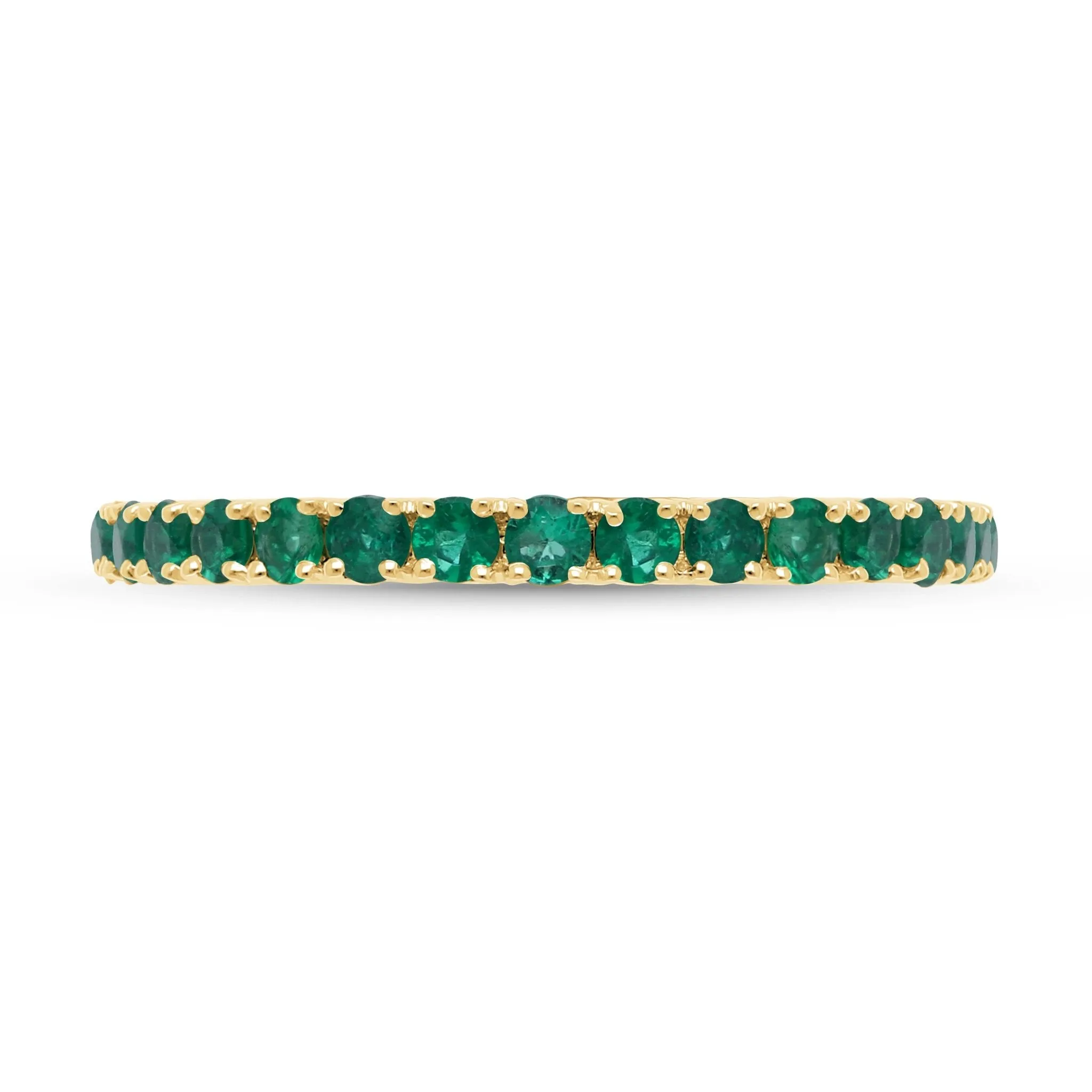 Emerald Round Half Eternity Band Ring - YG