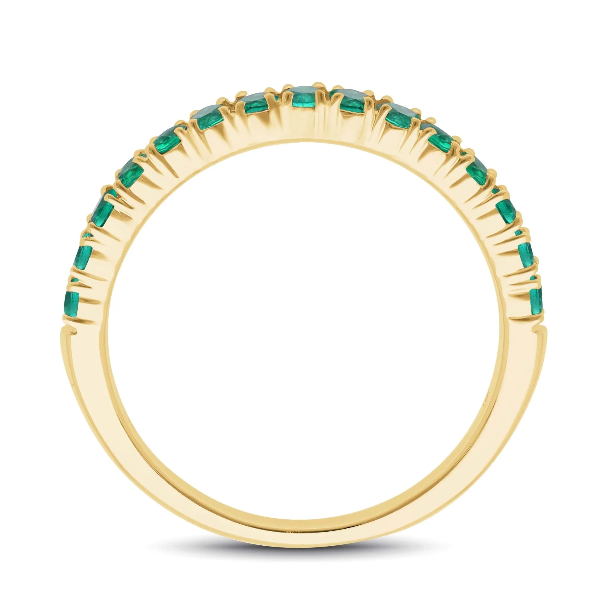 Emerald Round Half Eternity Band Ring - YG