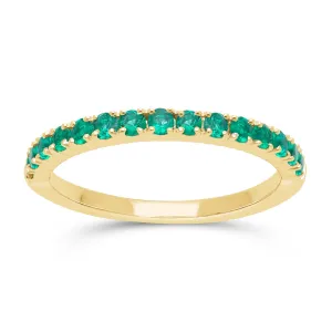 Emerald Round Half Eternity Band Ring - YG