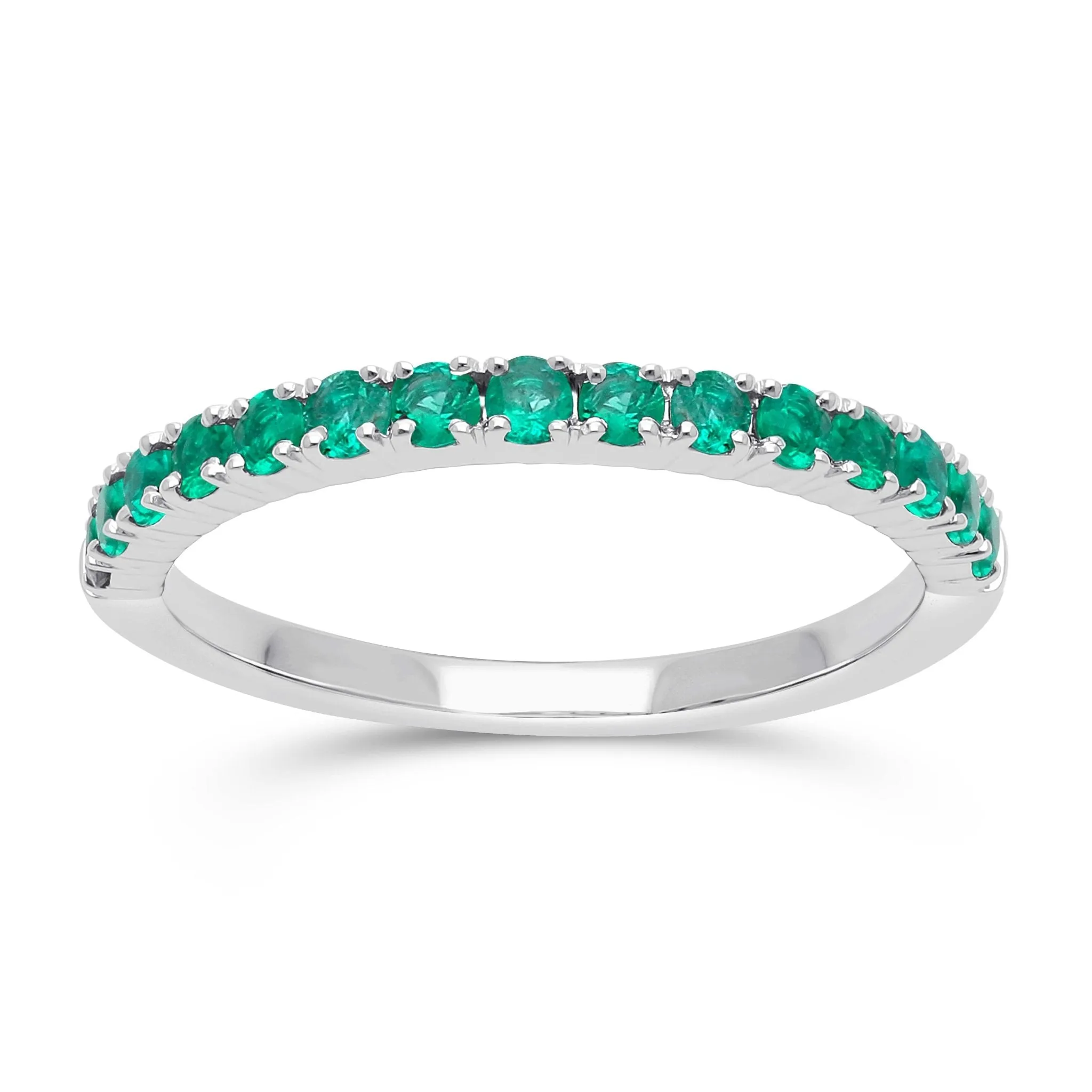Emerald Round Half Eternity Band Ring - YG