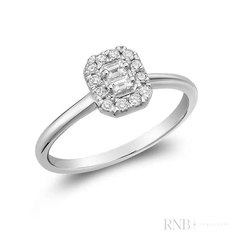 Emerald Shape Illusion Diamond Ring