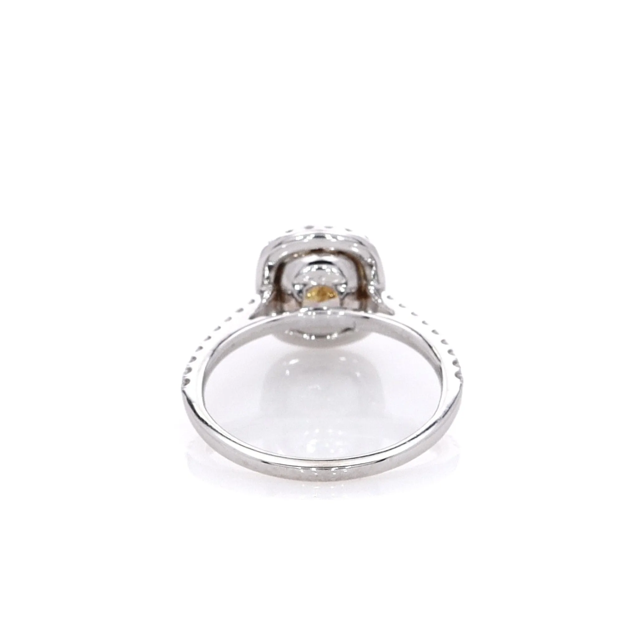 Estate 14k White Gold Cushion Cut Fancy Yellow Diamond Ring