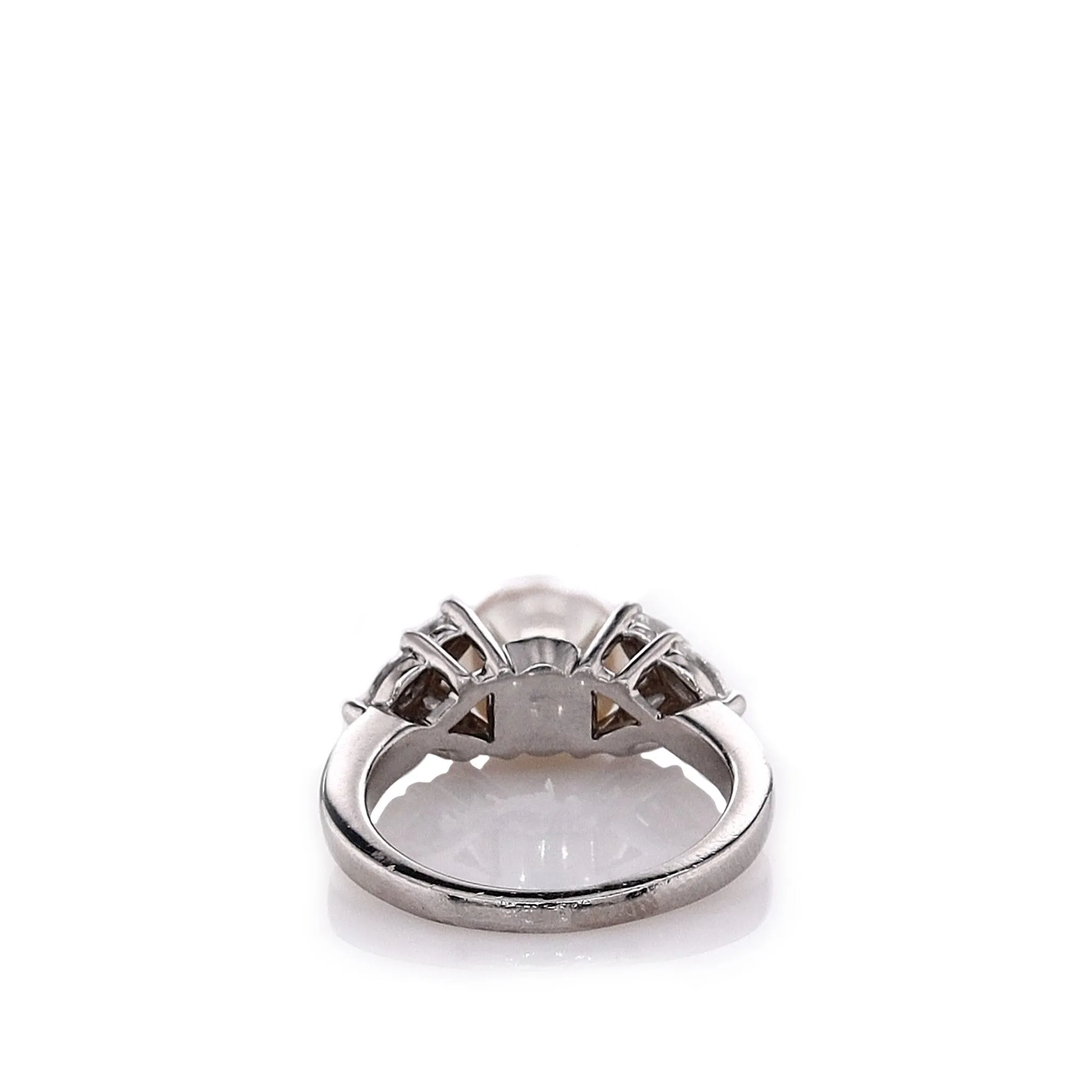 Estate Tiffany & Co Victoria Collection Platinum Pearl and Marquise Diamond Ring