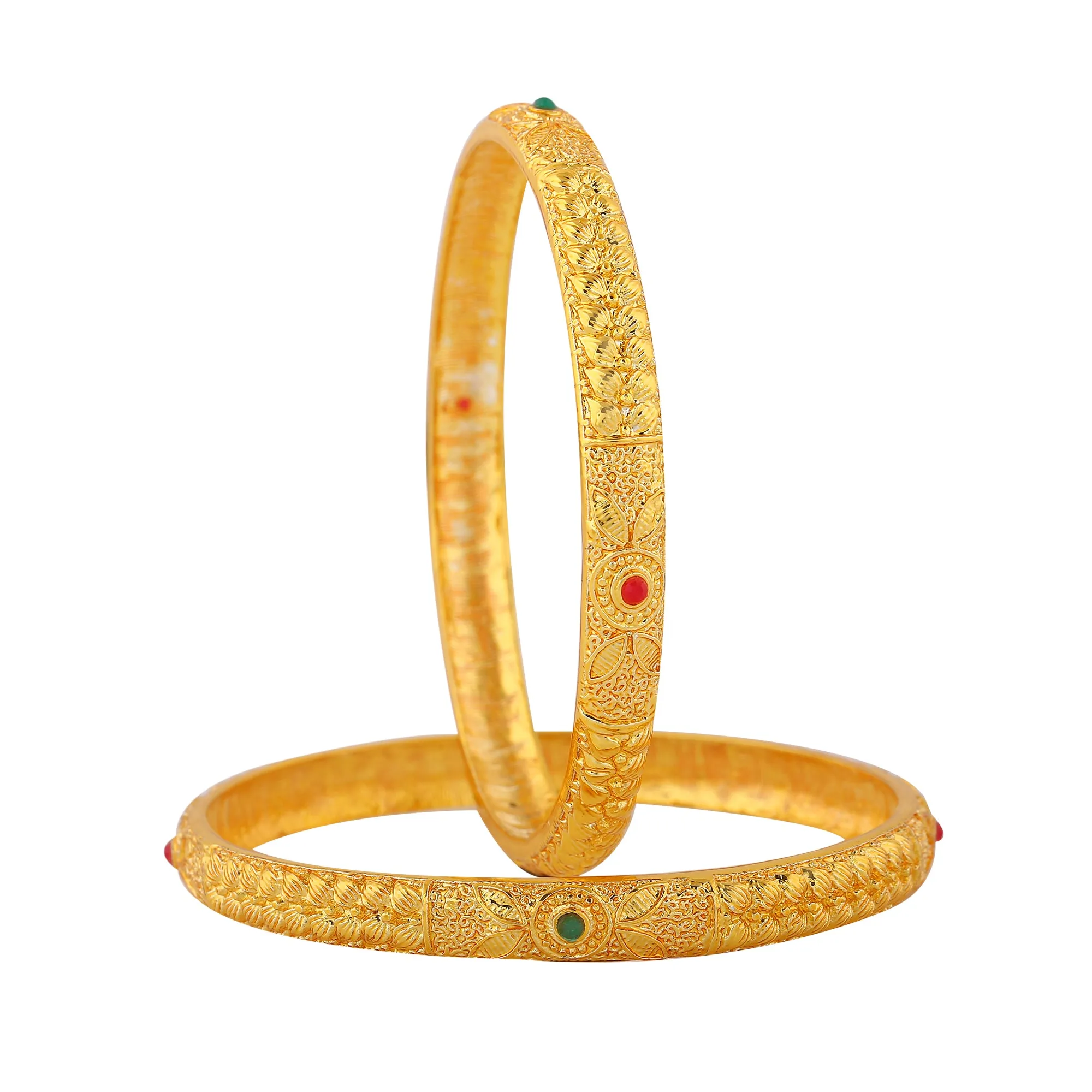 Estele Gold Plated Traditional 2:6 Size Bangles with Multi-Color Crystals for Women| A Timeless Addition to Your Jewelry Collection