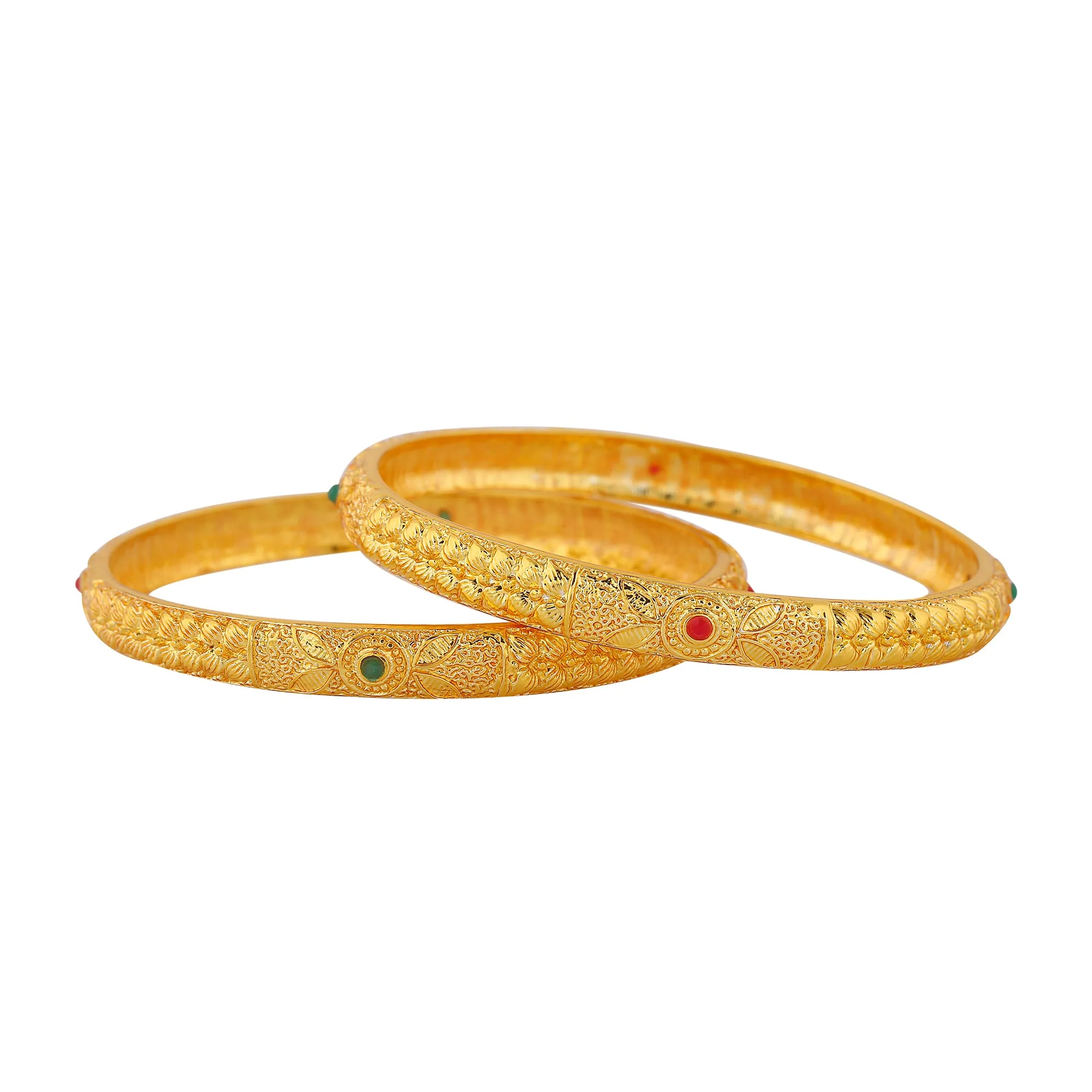 Estele Gold Plated Traditional 2:6 Size Bangles with Multi-Color Crystals for Women| A Timeless Addition to Your Jewelry Collection