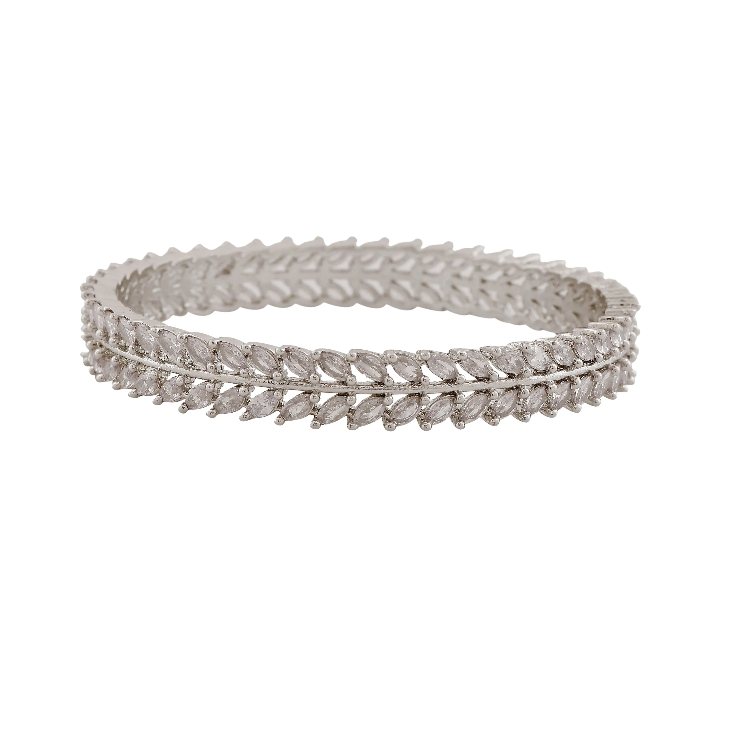 Estele Rhodium Plated Luxurious White American Diamond Bangles | Available Sizes in 2:6 & 2:8|A Dazzling Choice for Modern Women