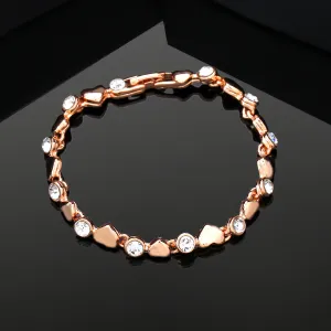Estele Rose Gold Plated Heart Shaped Bracelet with Crystals for Women
