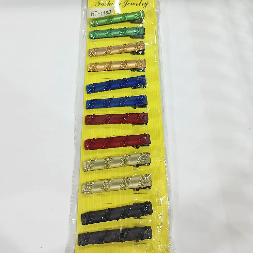 Eugenia Assorted Color 6 Pairs Austrian Stone Hair Pin