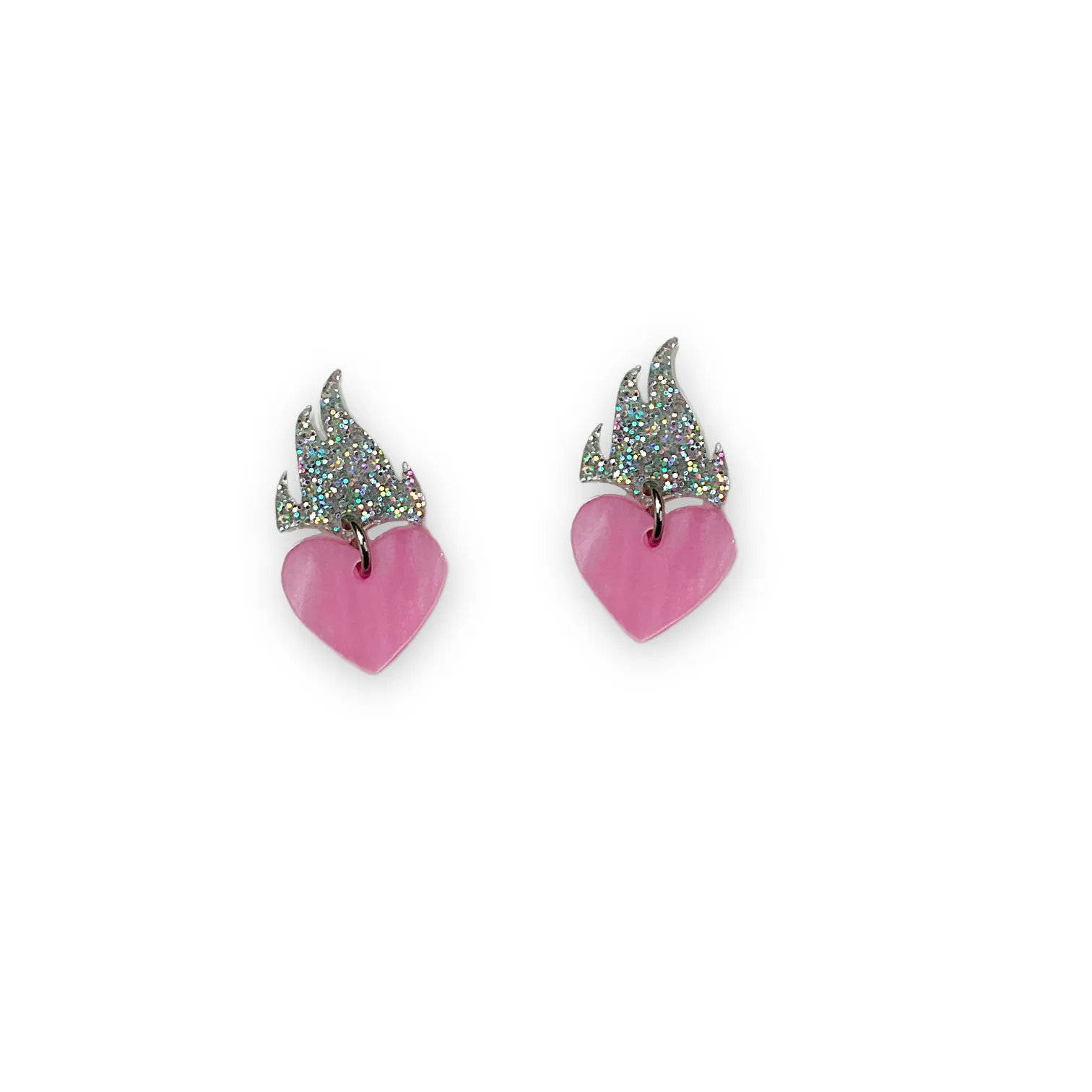 Feeling a Little Heart Burn Earrings in Dreamy Pink