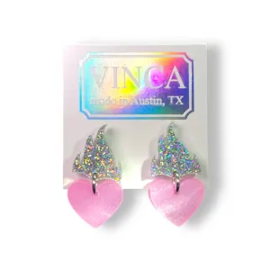 Feeling a Little Heart Burn Earrings in Dreamy Pink
