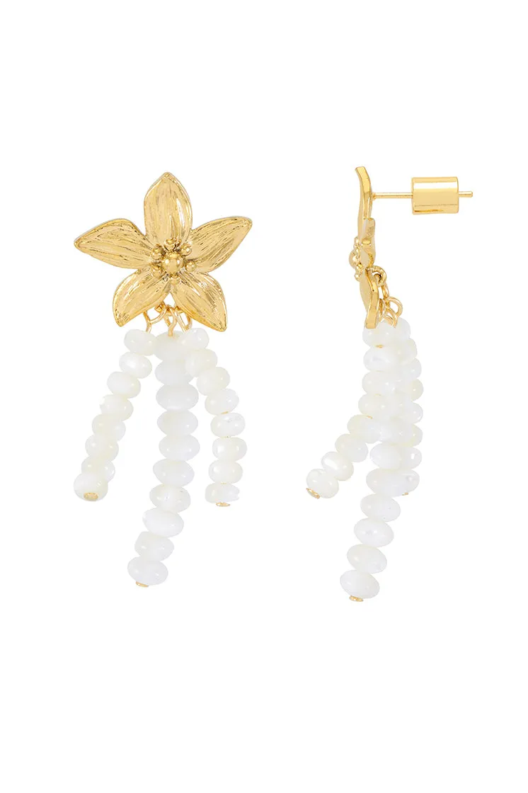 Flower Pearl Drop Earrings