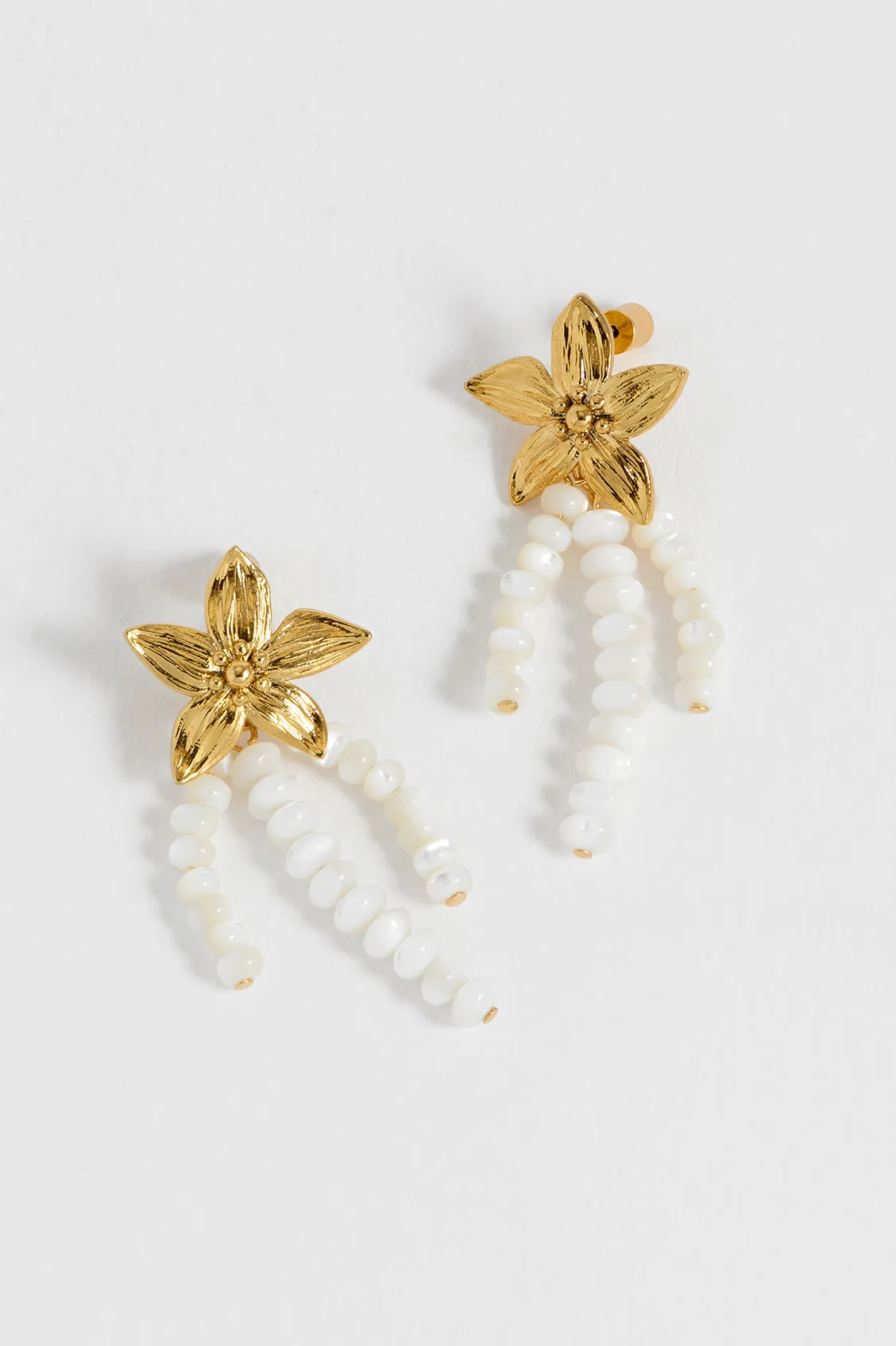 Flower Pearl Drop Earrings