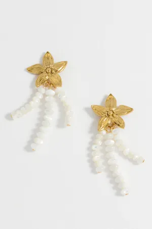 Flower Pearl Drop Earrings