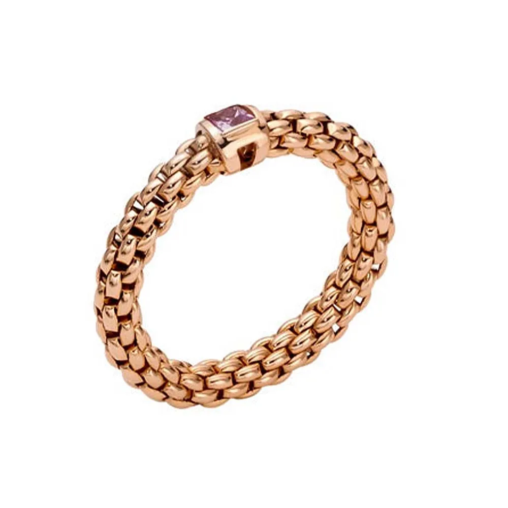 Fope Souls 18ct Rose Gold Pink Sapphire Flexible Ring