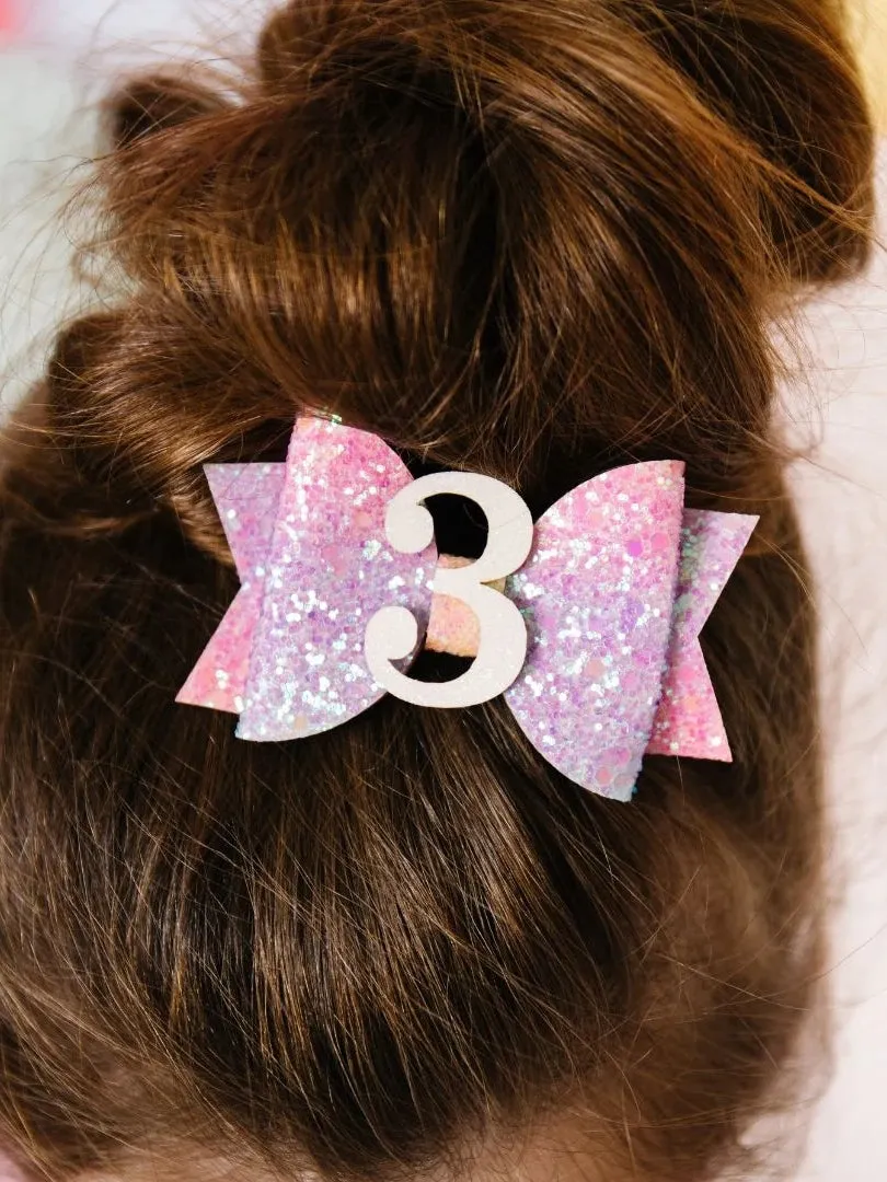 Glitter 3rd Birthday Hair Clip