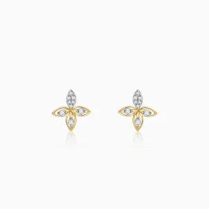 Gold Auric Flower Diamond Earrings