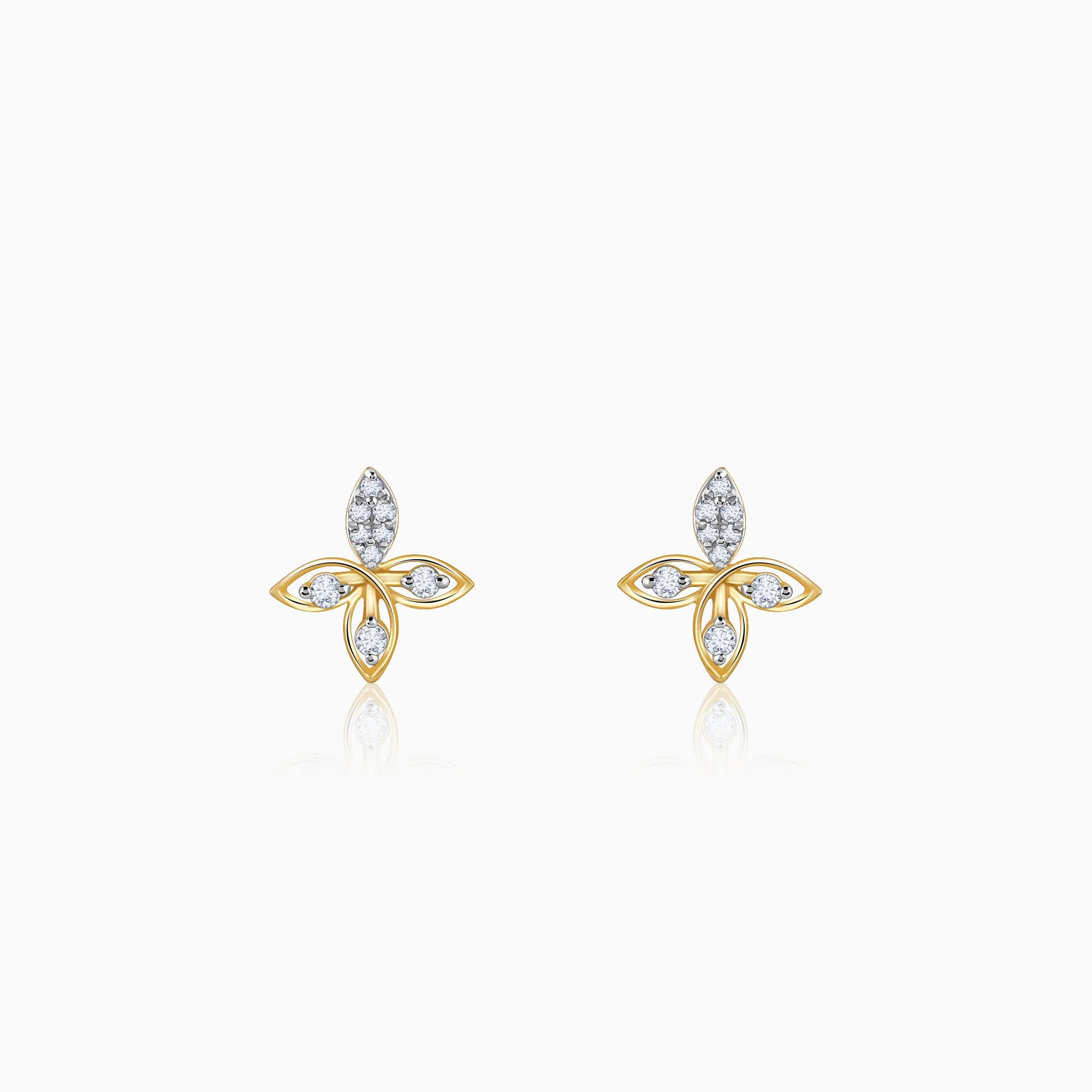 Gold Auric Flower Diamond Earrings