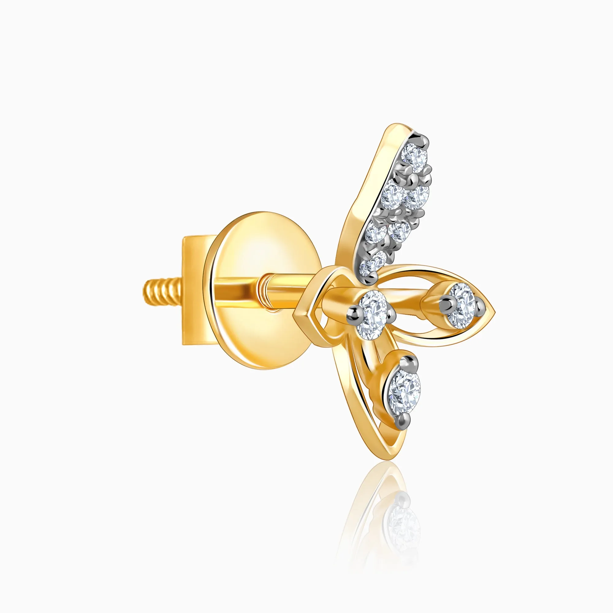 Gold Auric Flower Diamond Earrings