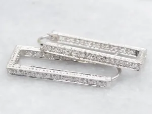 Gold Bar Diamond Hoop Earrings