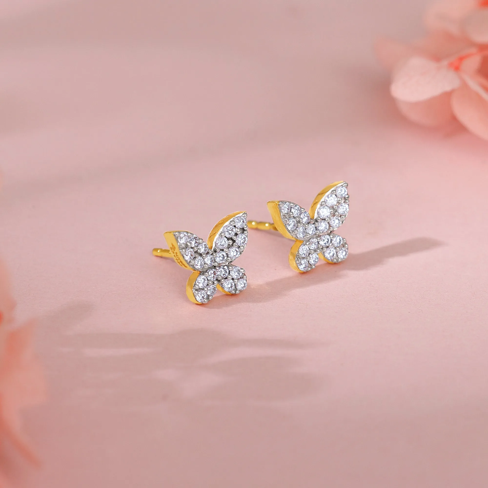 Gold Blissful Butterfly Diamond Earrings