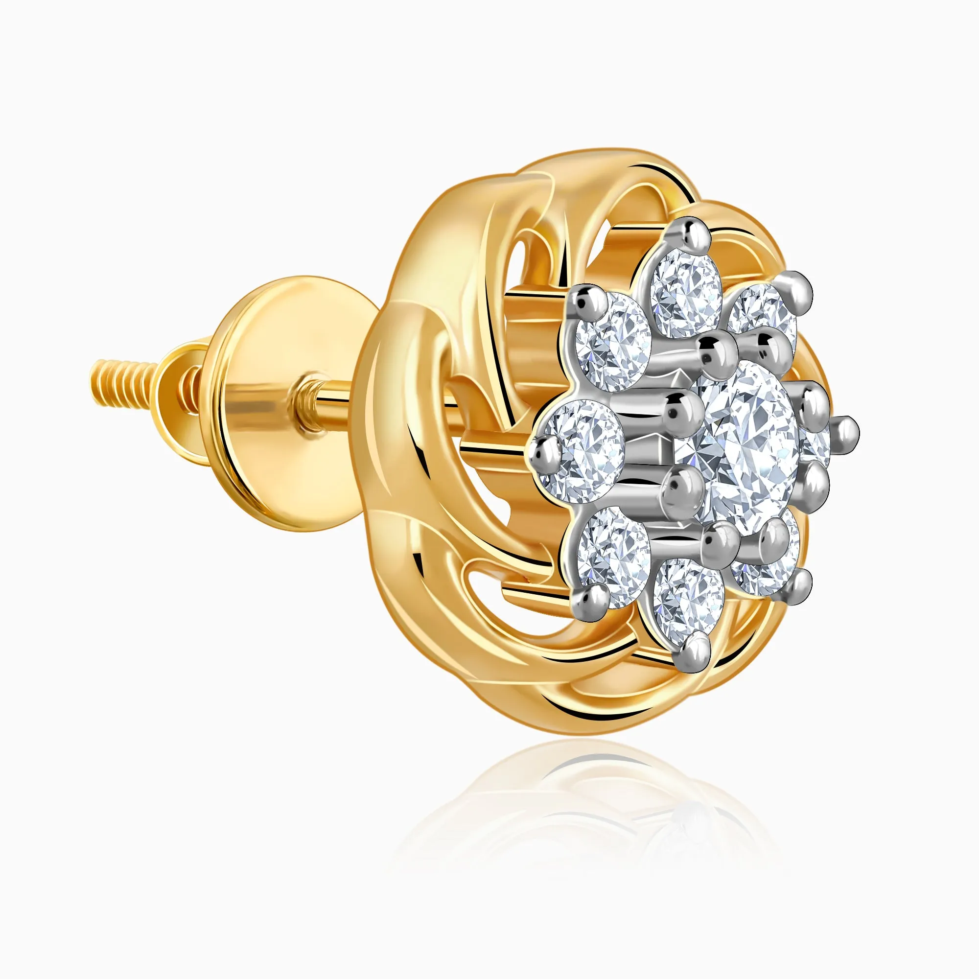 Gold Blooming Beauty Solitaire Diamond Earrings