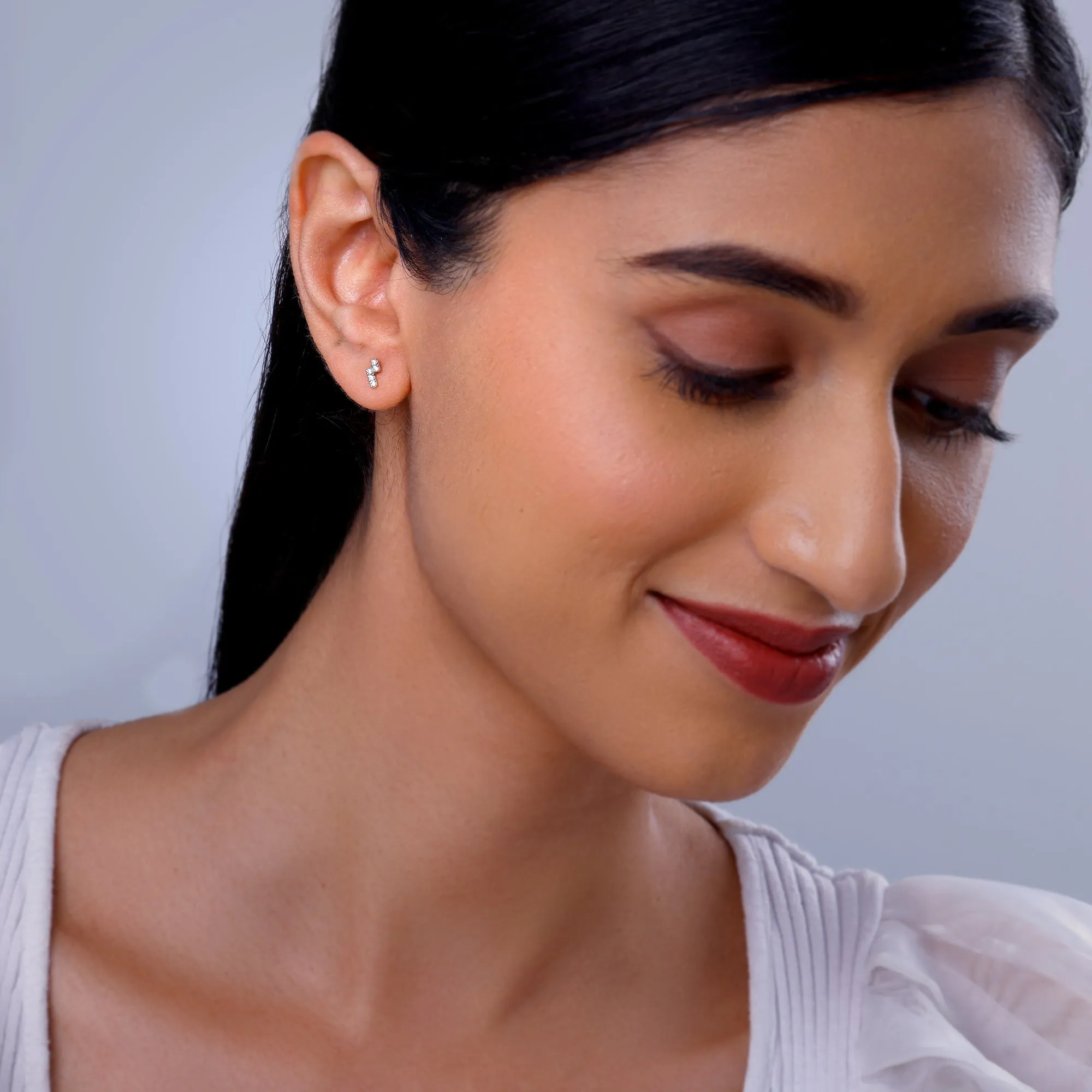 Gold Bolt Diamond Earrings