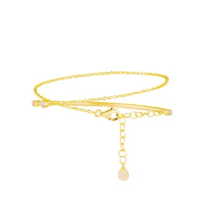 Gold bracelet 18k yellow gold assembled with zirconium oxide