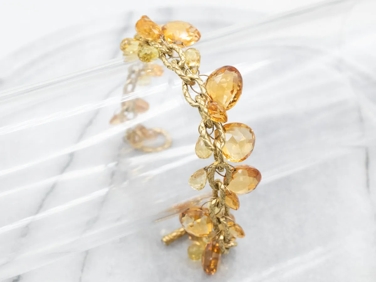 Gold Citrine and Diamond Bobble Bracelet