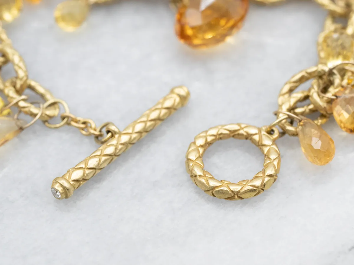 Gold Citrine and Diamond Bobble Bracelet