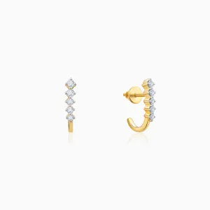 Gold Classic Diamond J Hoop Earrings