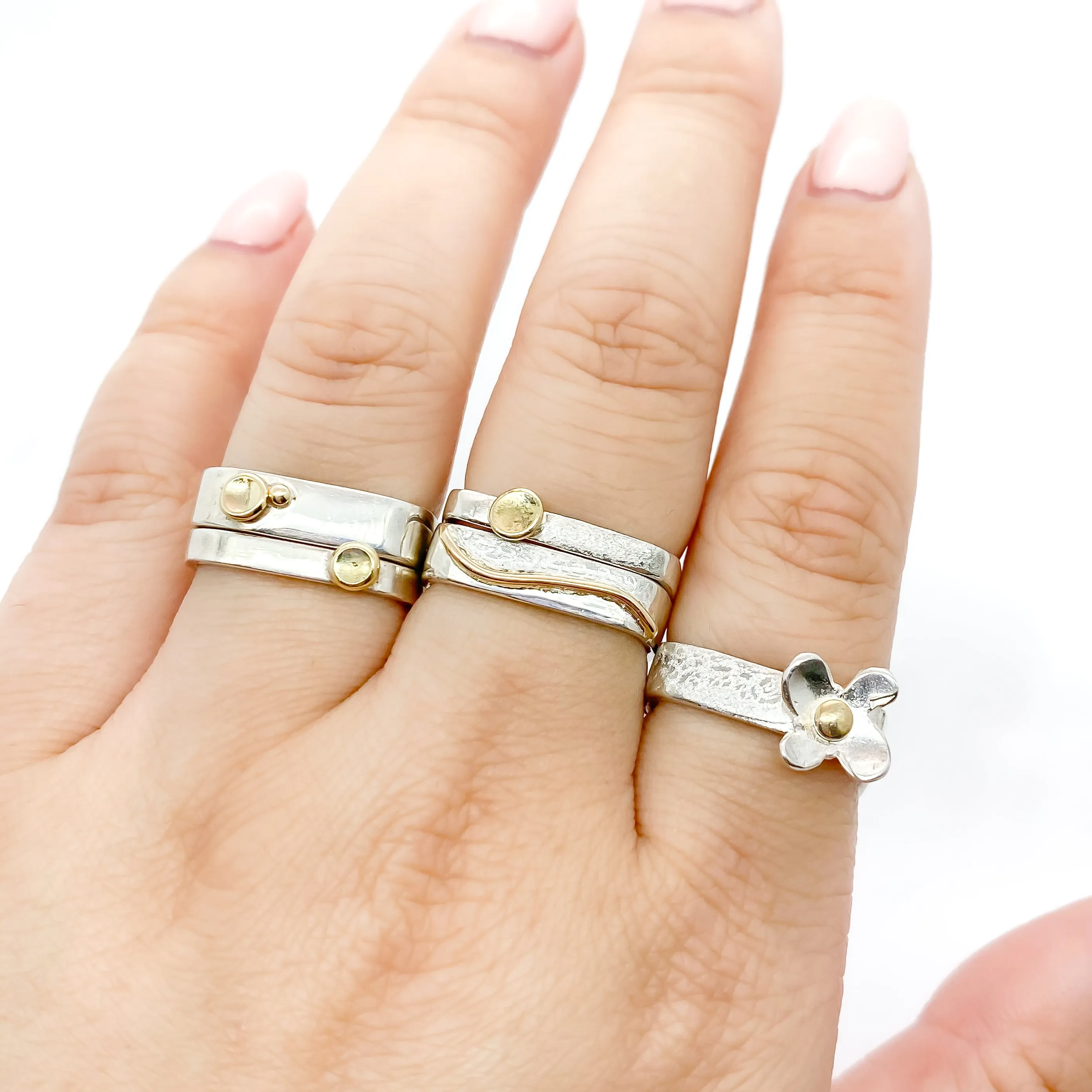 Gold Dot Skinny Stacking Ring