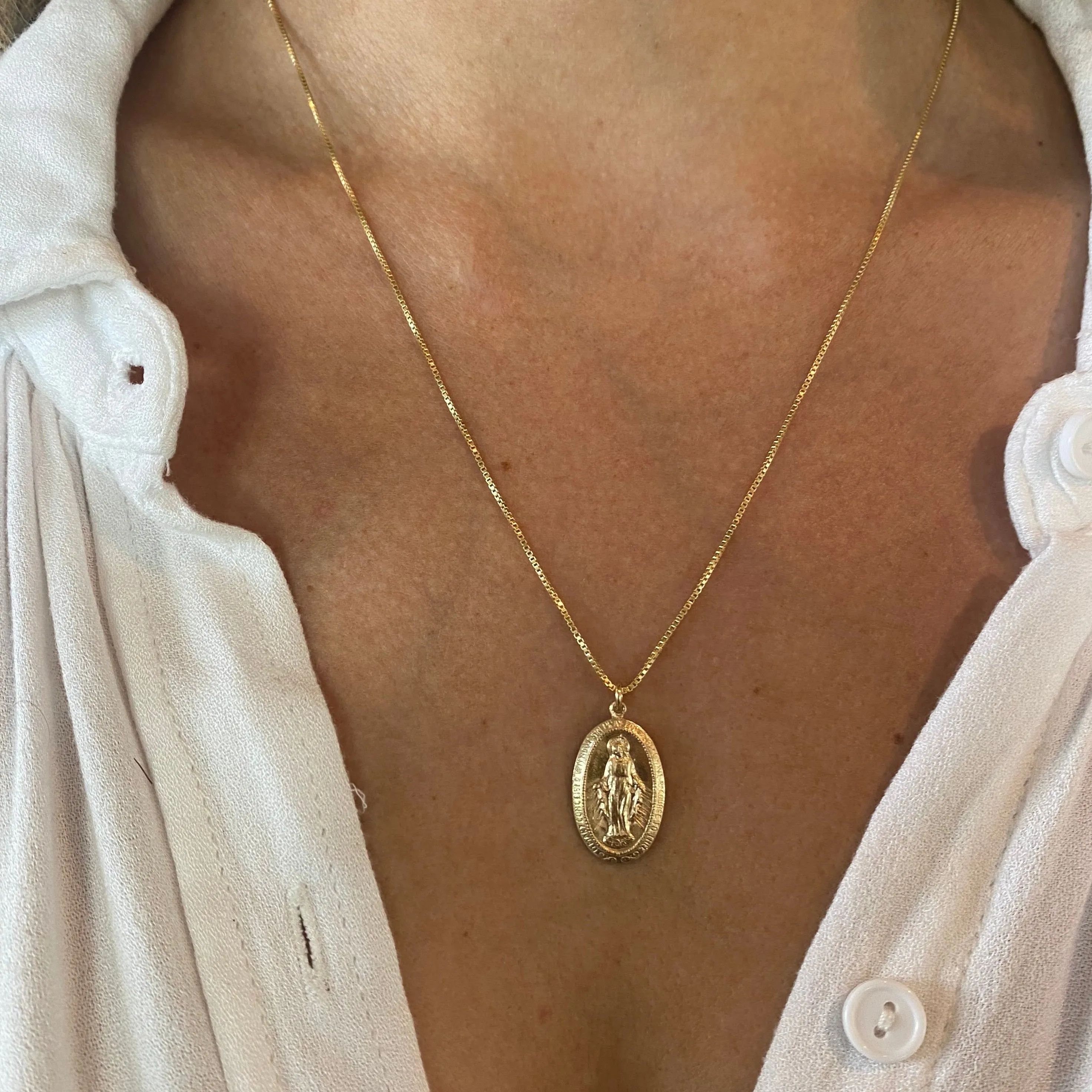 Gold Filled Mary Pendant