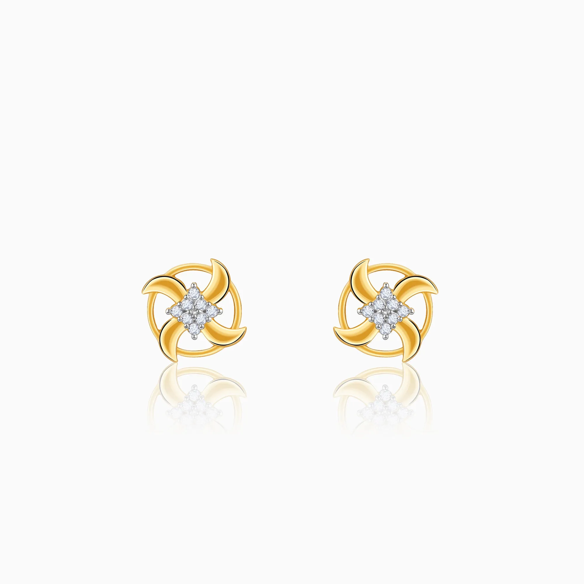 Gold Joy Whirl Diamond Earrings