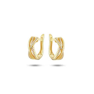 Gold-plated earrings 18k yellow gold assembled with zirconium oxide