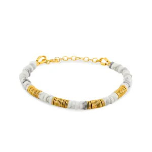 Gold-plated pearl bracelet 18k yellow gold assembled with white howlite