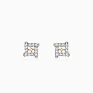 Gold Square Sensation Diamond Studs