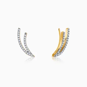 Gold Wave Layers Diamond Earrings
