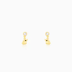Golden Elephant Charm Earrings