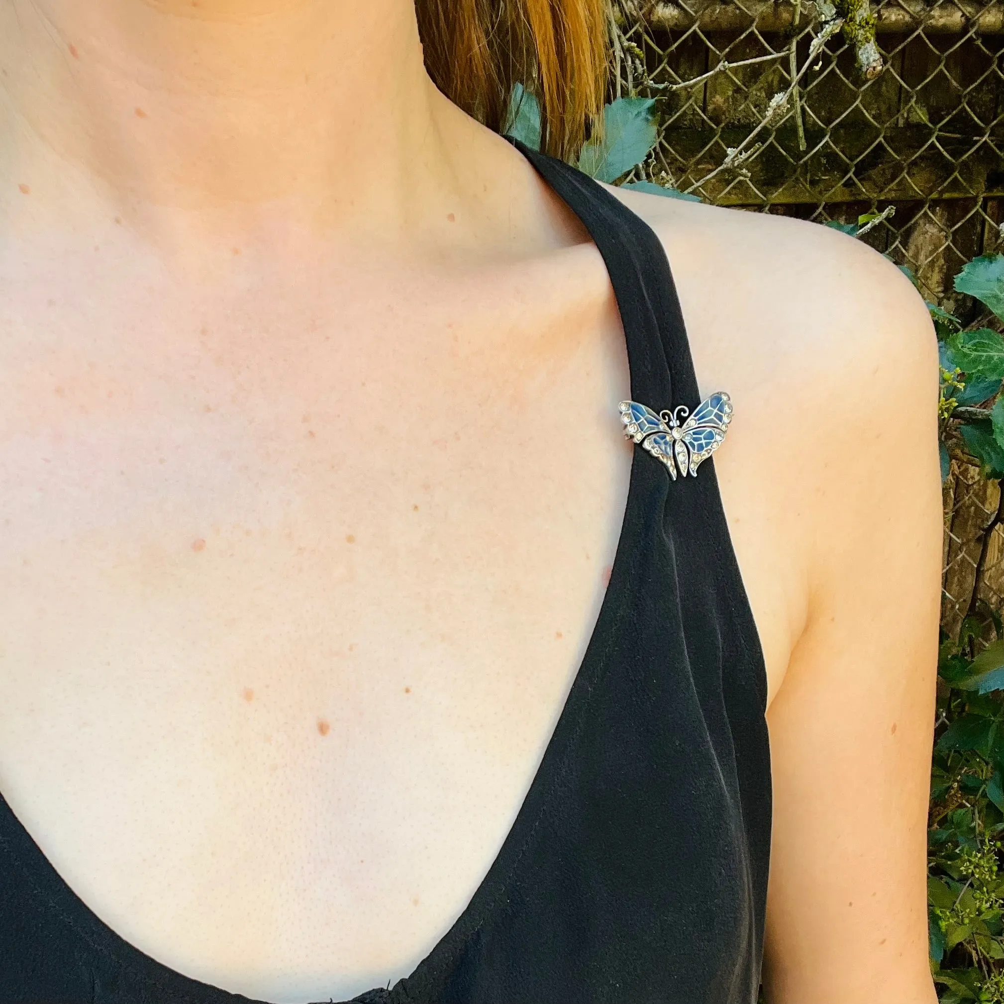 Gossamer Plique-??-jour Enamel Butterfly Brooch