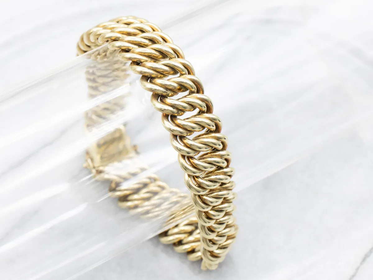 Green Gold Fancy Woven Curb Link Bracelet