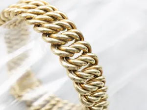Green Gold Fancy Woven Curb Link Bracelet