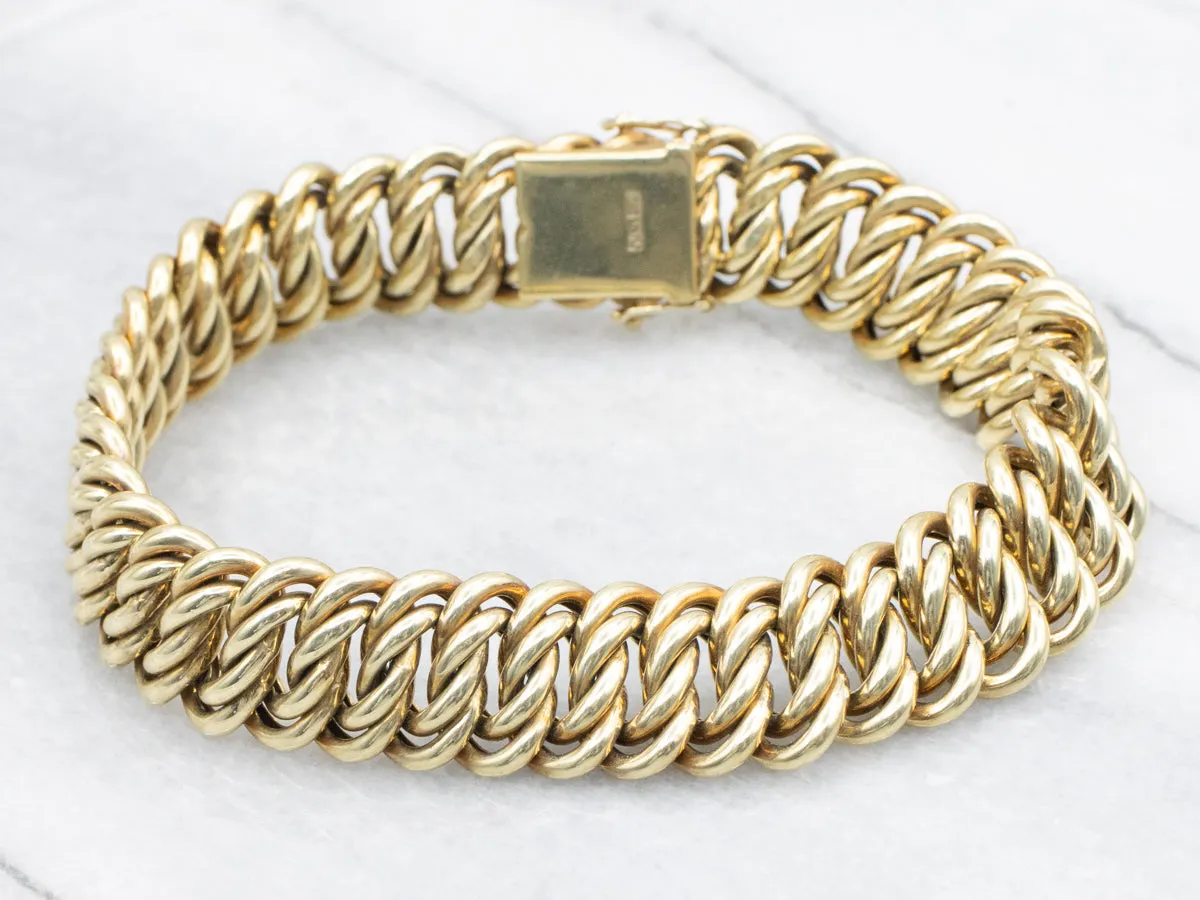 Green Gold Fancy Woven Curb Link Bracelet