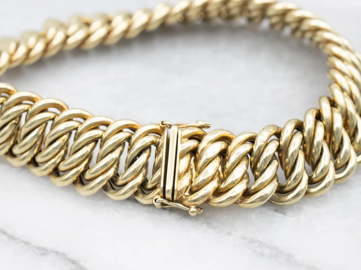Green Gold Fancy Woven Curb Link Bracelet