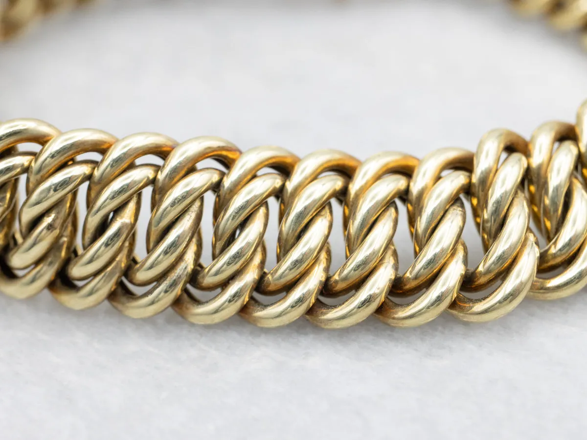 Green Gold Fancy Woven Curb Link Bracelet