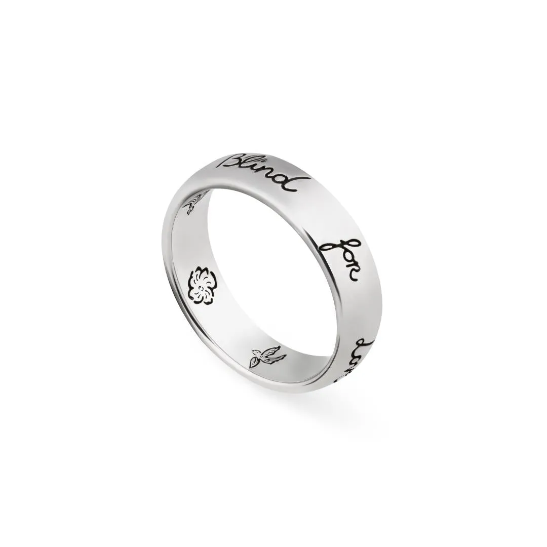 Gucci Blind For Love Sterling Silver Engraved 5mm Ring D