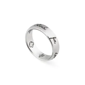 Gucci Blind For Love Sterling Silver Engraved 5mm Ring D